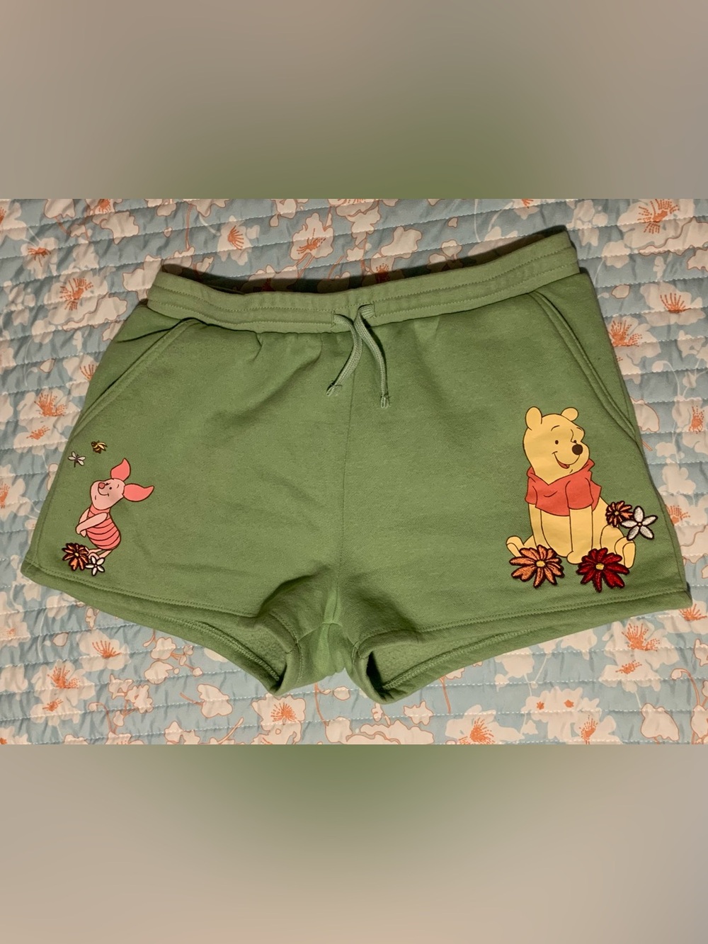 Winnie the Pooh Green Cotton Blend Women's Disney Shorts
